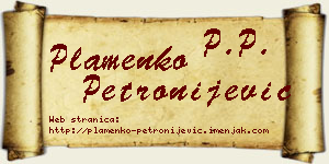 Plamenko Petronijević vizit kartica
